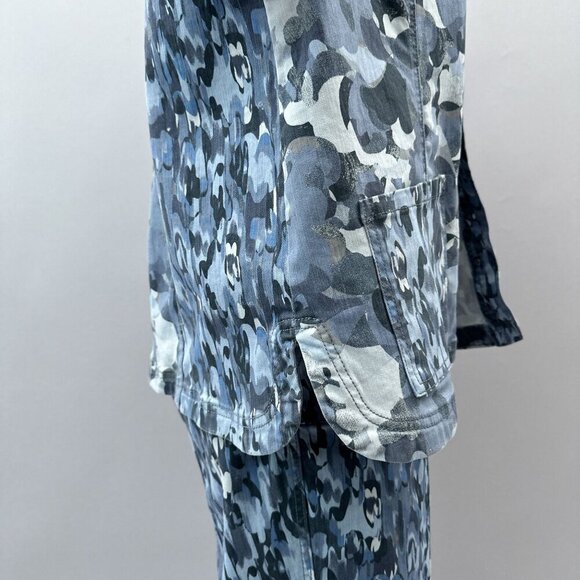 Logo by Lori Goldstein Petite Ink Camo Twill Utility Denim Jacket Pants Set 14P* - Picture 3 of 16